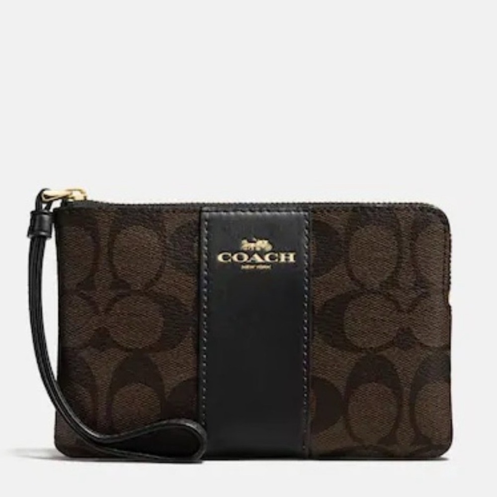 Coach Signature Brown and Black Pouch